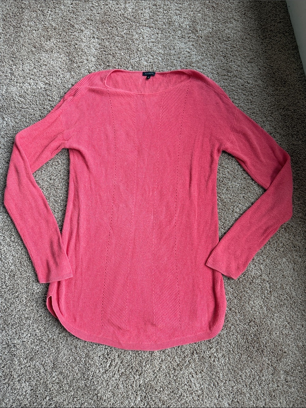 Talbots Coral Ribbed Crewneck Sweater